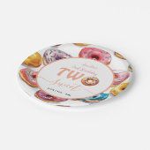 2つのスイートドーナツ2nd誕生日パーティー ペーパープレート (アングル)