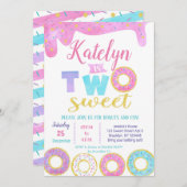 2つのスイートドーナツ2nd誕生日招待状 招待状 (正面/裏面)