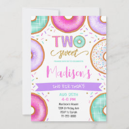 2つのスイートドーナツ2nd誕生日招待状 招待状