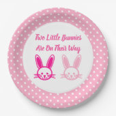 2つのスイートバンニーズツインガールズ ペーパープレート (正面)