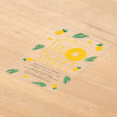 2つのスイートパイナップル2nd誕生日パーティー アクリル招待状 (レイダウン)