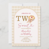 2つのスイートパイパステルオレンジジンガム2nd誕生日 招待状 (正面)
