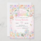 2つのスイートパステルキャンディショップセカンド誕生日キッド 招待状 (正面)