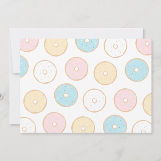 2つのスイートパステルドーナツ誕生日パーティーフォト 招待状 (裏面)