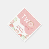 2つのスイートピンクつや消し女の子2nd誕生日 スタンダードカクテルナプキン (角)