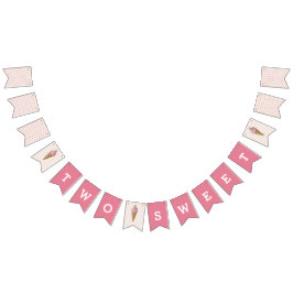 2つのスイートピンクのアイスクリームバナー バンティングフラッグ