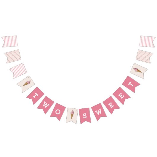 2つのスイートピンクのアイスクリームバナー バンティングフラッグ (全)
