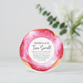 2つのスイートピンクドーナツ2nd誕生日パーティー 招待状 (スタンド正面)