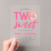 2つのスイートピンクドーナツ2nd誕生日 アクリル招待状 (インサイチュ (ポータブル))