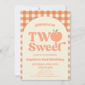 2つのスイートピーチオレンジピンク2nd誕生日パーティー 招待状 (正面)