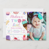 2つのスイートフォトバースデーパーティー 招待状 (正面)