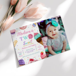 2つのスイートフォトバースデーパーティー 招待状