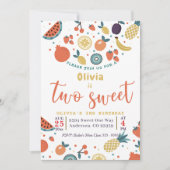 2つのスイートフルーツ2nd誕生日パーティの招待状 招待状 (正面)