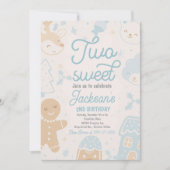 2つのスイートボーイクリスマスクッキー2nd誕生日パーティー 招待状 (正面)