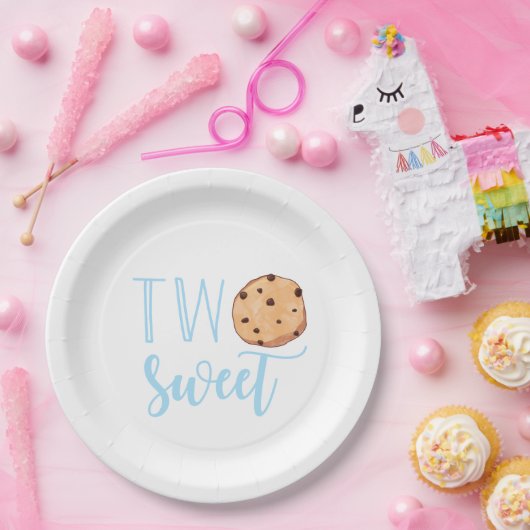 2つのスイートミルクとクッキーのブルーバースデーパーティー ペーパープレート (パーティー)