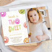 2つのスイートライトフォトドーナツ誕生日招待状 招待状
