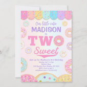 2つのスイートレインボードーナツ2nd誕生日招待状 招待状 (正面)