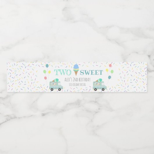 2つのスウィートアイスクリームの二番目の誕生日パーティー ペットボトルラベル (シングルラベル)