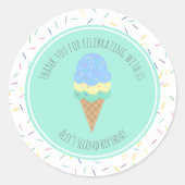 2つのスウィートアイスクリームセカンド誕生日の好意 ラウンドシール (正面)