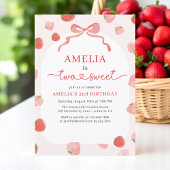 2つのスウィートセカンドボウストロベリーガールズ誕生日 招待状