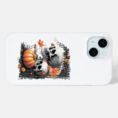2つのスカルと花の間のカボチャ。 Case-Mate iPhoneケース (裏面 (横))