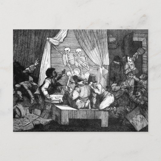 2つのスケルトンがバーポストカードに入る ポストカード (正面)