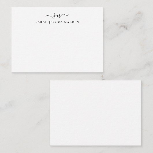 2つのスタイリッシュモノグラムイニシャルスガーリークリプトのスワッシュ ノートカード (正面/裏面)