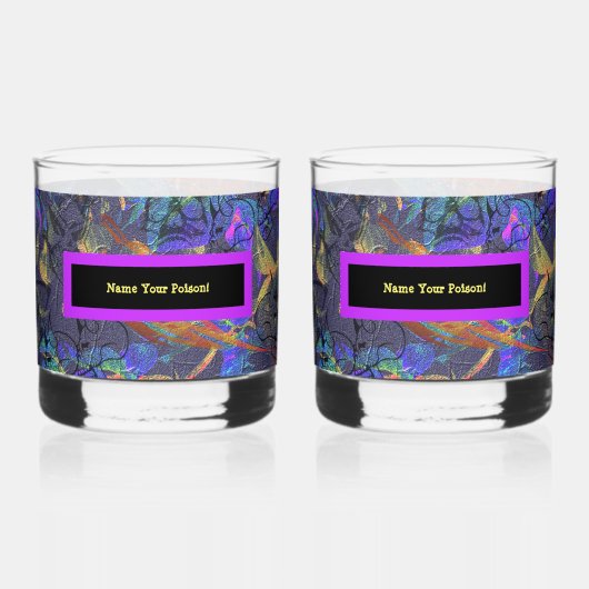 2つのセットの名前あなたの毒 ウイスキーグラス (正面)