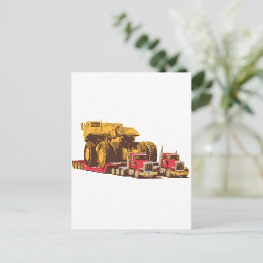 2つのセミビッグ運トラックは巨大な採掘トラック ポストカード (スタンド正面)