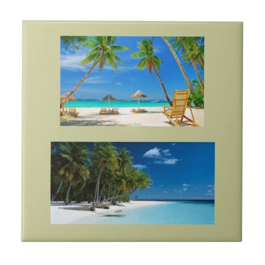 2つのセラミック·タイル(ビーチ) タイル (正面)