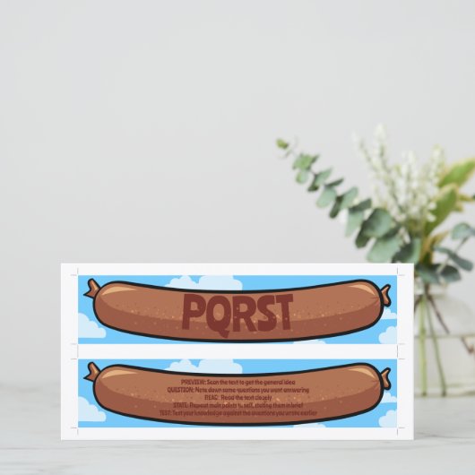 2つのセルフカットアウトPQRST勉強ソーセージのしおり (スタンド正面)