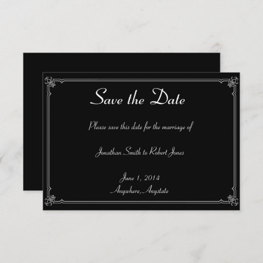 2つのタキシードレッドローズゲイウェディング日付を保存 セーブザデート (正面/裏面)