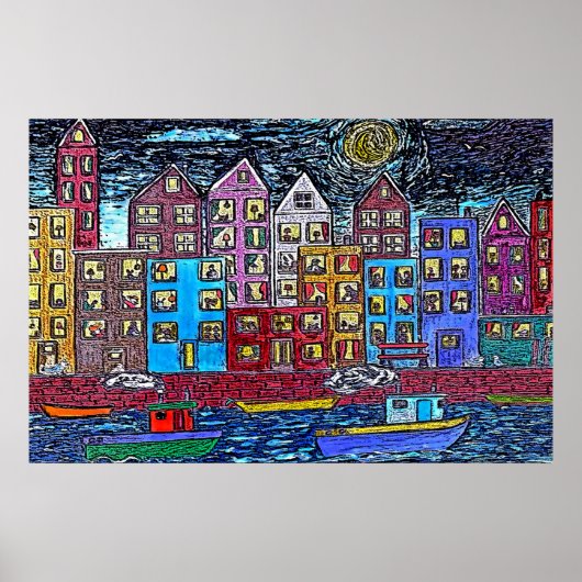 2つのタグボート（夜） ポスター (正面)