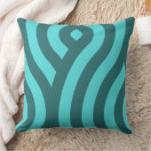 2つのターコイズトーンストライプの、波形パターン クッション (ブランケット)