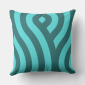 2つのターコイズトーンストライプの、波形パターン クッション (裏面)