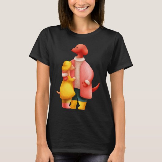 2つのダックスハグ Tシャツ (正面)