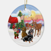 2つのダックスフントを治療する セラミックオーナメント (左)