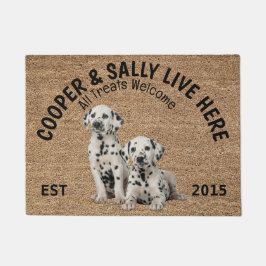 2つのダルマパーソナライズされたティア犬の恋人の姿 ドアマット