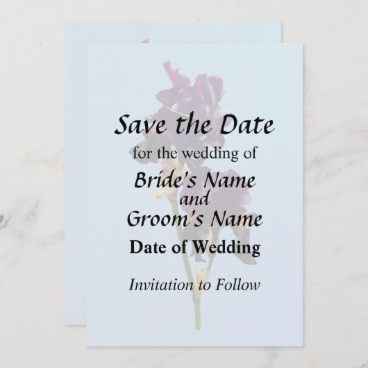 2つのダークパープルアイリスは日付を保存 セーブザデート (正面/裏面)