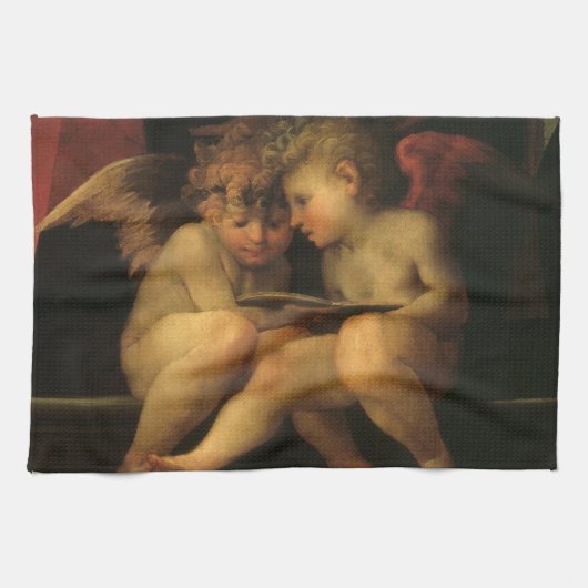 2つのチェル読ブのRosso Fiorentino、天使 キッチンタオル (横)