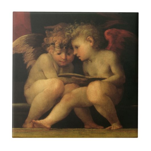 2つのチェル読ブのRosso Fiorentino、天使 タイル (正面)