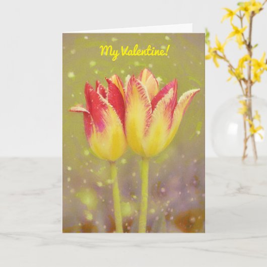 2つのチューリップの花のバレンタインカード カード (黄色い花)