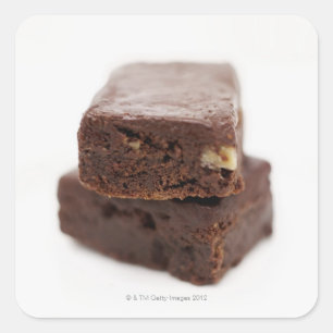 2つのチョコレートブラウニーの山のクローズアップ スクエアシール
