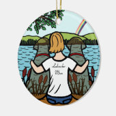 2つのチョコレートラブラドールの天使およびお母さん2 セラミックオーナメント (左)