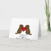 2つのチョコレートラブラドール漫画ありがとう サンキューカード (裏面)