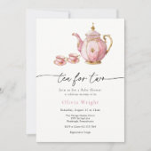 2つのツインベイビーシャワーのお茶パーティー 招待状 (正面)