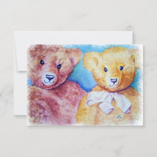 2つのテディー・ベアRSVP一緒の50年の 出欠カード (裏面)