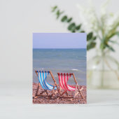 2つのデッキチェアのビーチ ポストカード (スタンド正面)