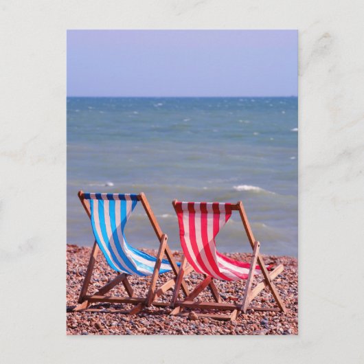 2つのデッキチェアのビーチ ポストカード (正面)