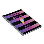 2つのトーンの黒い紫のストライプ金ゴールドアイスクリーム ノートブック (右側)